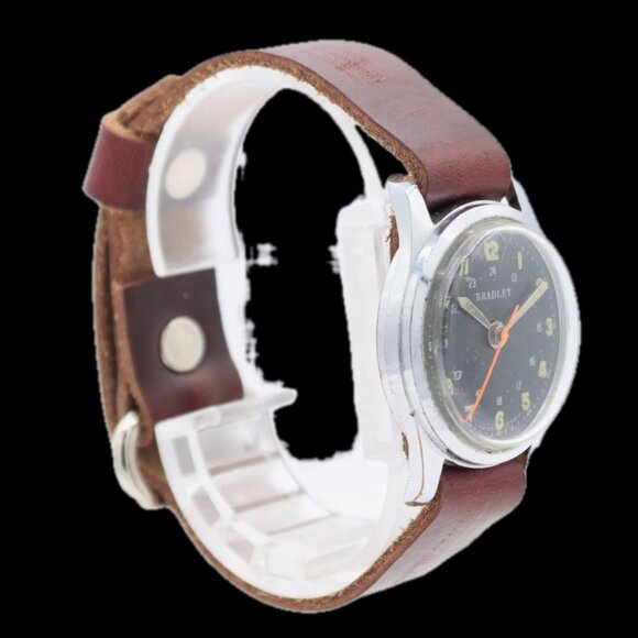 Vintage 30mm Bradley Military 1 Jewel Men\'s Mechanical Wristwatch EB8800 Steel main image 4